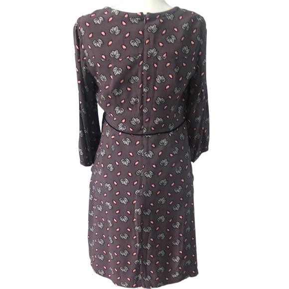 Boden Grey Maple Leaf Print Dress Size 8R - Picture 4 of 13
